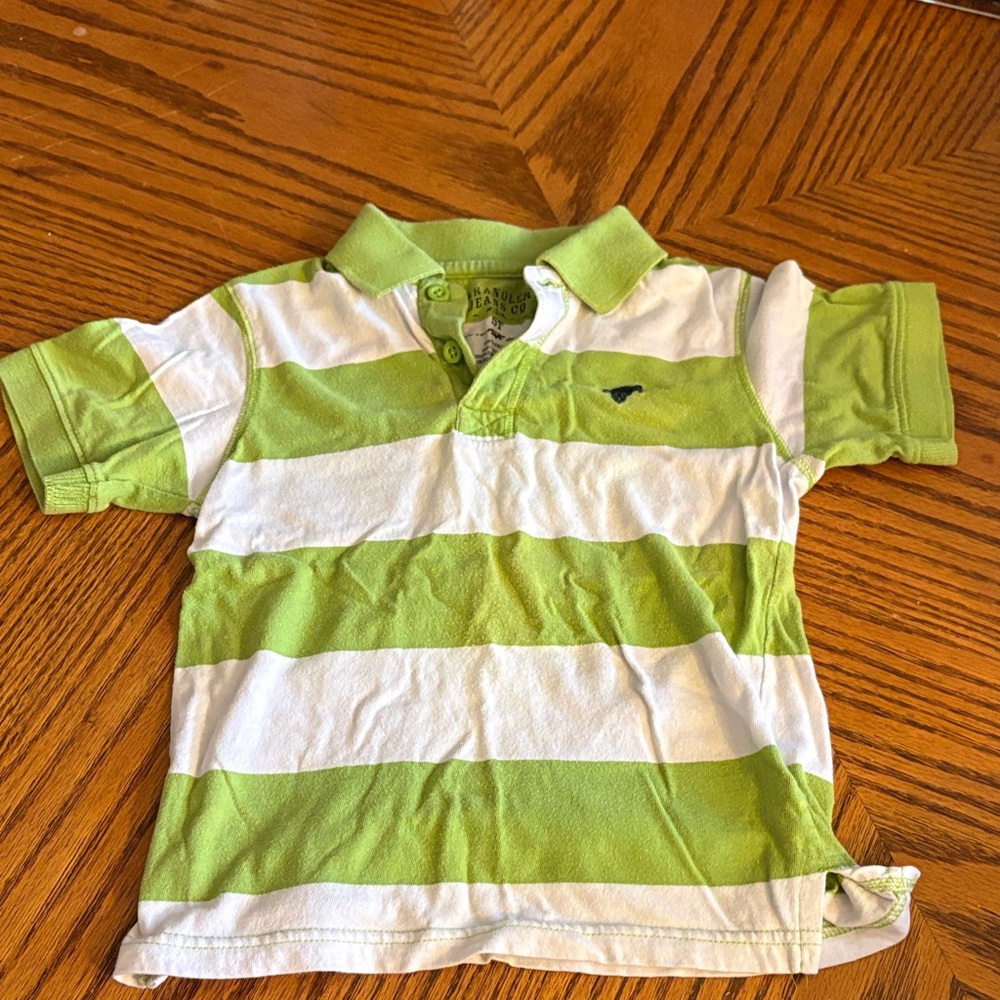 Wrangler Kids Polo in Green and White Stripes